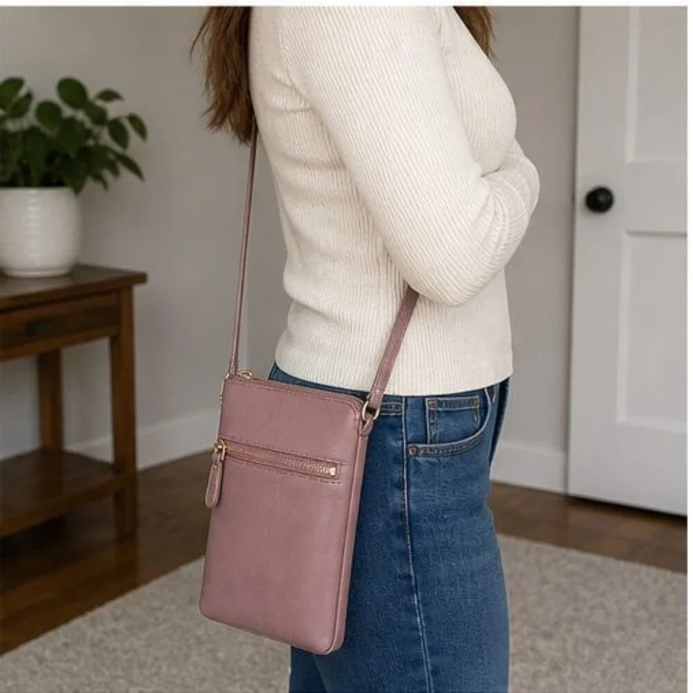 Camel Suede Crossbody Bag